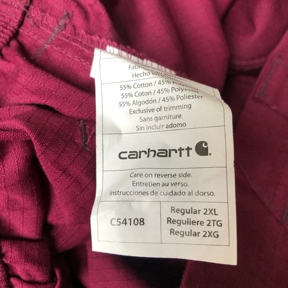 NWT Carhartt medical ripstop scrubs in color wine mens sz regular 2XL casual - Picture 2 of 4